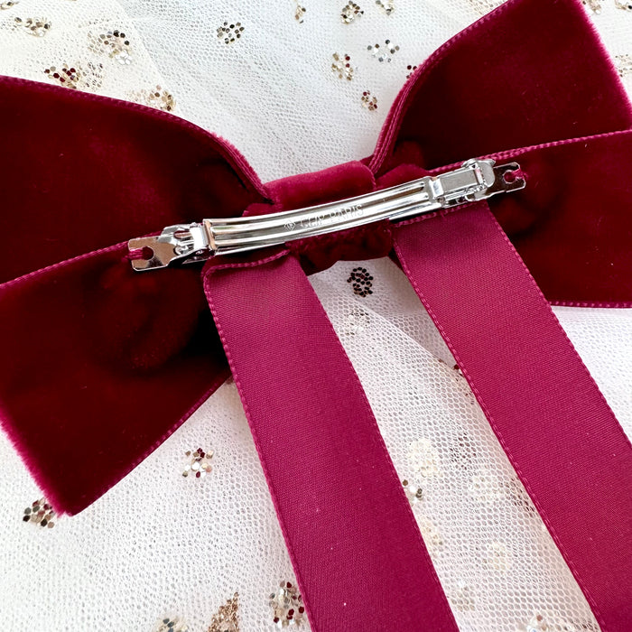 FABLE Maxi Velvet Bow Barrette/ RUBY RED