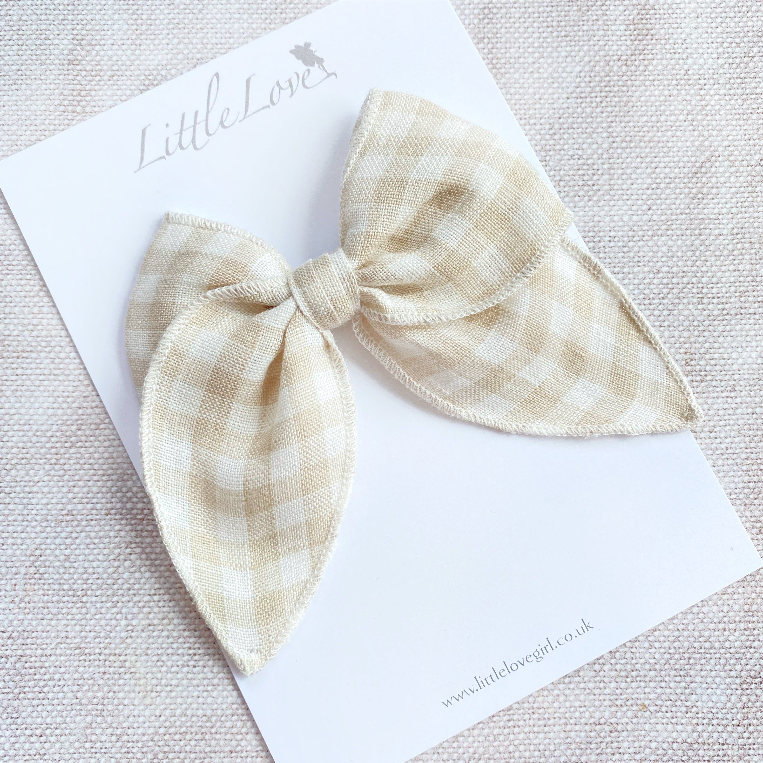 PETITE Prairie Bow Linen / Gingham Natural