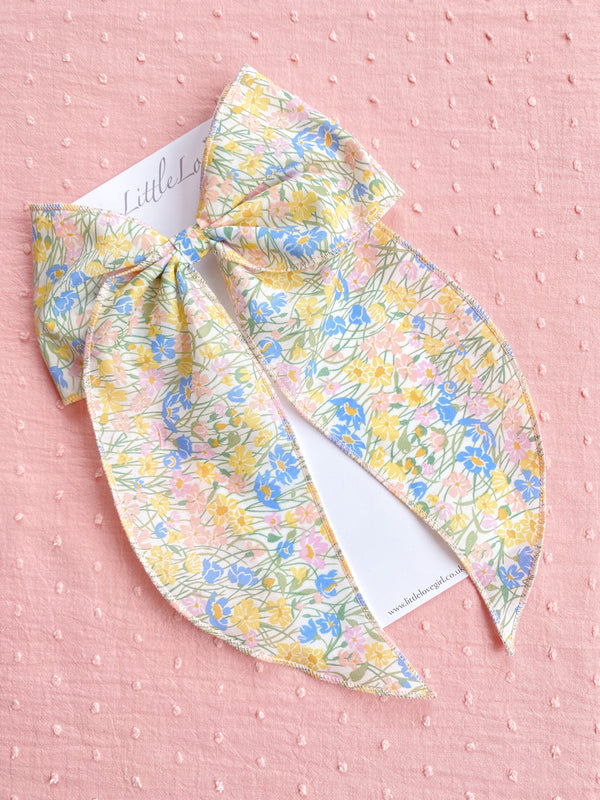 Shop Little Love Liberty hair bow in Meadowland Print, Prairie style bow, Liberty London Meadowland floral bow hair clip, Liberty floral print cotton bow hair clips for little girls, floral print cotton bow hair clip, liberty hair bows, liberty print hair bows, uk handmade hair bows, Liberty Meadowland, Liberty bow 