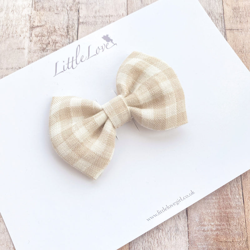 Little Bow Clip / Gingham Natural