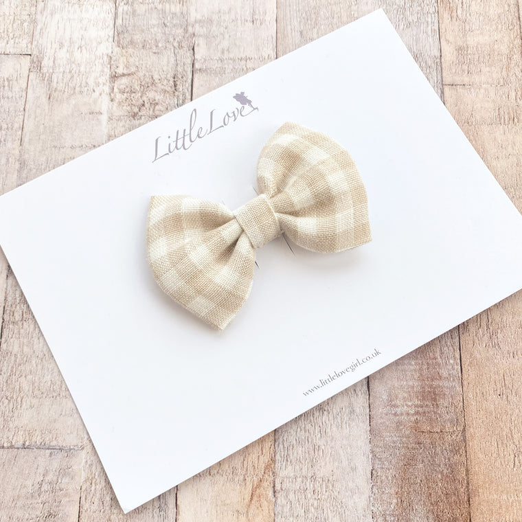 Little Bow Clip / Gingham Natural